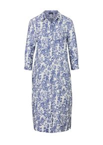 Sommerkleid GOLDNER "Kleid", Damen, Gr. 48, N-Gr, blau (marine, wei&szlig;, gemustert), Obermaterial: 100% Leinen LI., Manschette, Kleider Sommerkleid, Kn&ouml;pfe