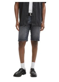 Jeansshorts Tom Tailor Denim "PIERS", Herren, Gr. S, N-Gr, used mid stone schwarz denim, Denim/Jeans, Obermaterial: 99% Baumwolle, 1% Elasthan. Futter: 65% Polyester, 35% Baumwolle, unifarben, regular fit kniefrei, Jeans Jeansshorts, im Five-Pocket Style