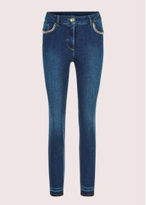 Madeleine Mode Regular-fit-Jeans MADELEINE "Jeans Slim Fit Jeans mit Kettendetails", Damen, Gr. 21, K-Gr, blau (dunkelblau), Obermaterial: 92% Baumwolle CO. 6% Elastomultiester ELE. 2% Elasthan EL., Jeans Regular-fit-Jeans