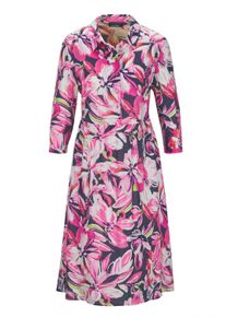 Blusenkleid GOLDNER "Hemdblusenkleid mit Allover-Print", Damen, Gr. 52, N-Gr, pink (pink, marine, gemustert), Obermaterial: 100% Viskose CV., figurumspielend, normales B&uuml;ndchen, Kleider Blusenkleid, Nahttaschen an den Seiten