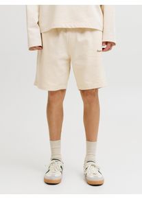 Jack & Jones Sweatshorts JACK & JONES "JPSTKARL NORREBRO SWEAT SHORTS REG SN", Damen, Gr. L, N-Gr, antique wei&szlig;, angeraute Sweatware, Obermaterial: 89% Baumwolle, 11% Polyester, unifarben, relaxed fit knielang, Hosen Sweatshorts, Baumwollmischung, relaxed fit