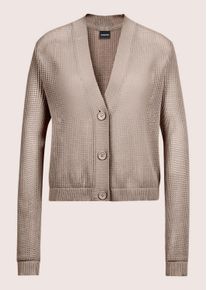 Madeleine Mode Strickjacke MADELEINE "Strickjacke Kurze Ajour-Strickjacke", Damen, Gr. 48, beige (berber), Obermaterial: 100% Baumwolle CO., Modern, normal, Strickjacken Strickjacke
