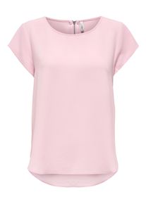 Kurzarmbluse Only "ONLVIC &ndash; feminines Blusenshirt in lockerer Form", Damen, Gr. 40, roseate spoonbill, Web, Obermaterial: 97% Polyester, 3% Elasthan, unifarben, regular fit Po-bedeckend, Rundhals, Blusen Kurzarmbluse, Materialmix, regular fit