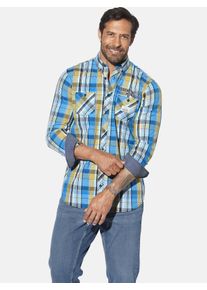 Langarmhemd Jan Vanderstorm "Hemd JORHEIM", Herren, Gr. XL, weit, blau (blau kariert), Obermaterial: 100% Baumwolle CO., Hemden Langarmhemd