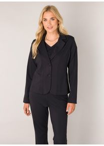 Jackenblazer Base Level "Thea", Damen, Gr. 42, schwarz, Web, Obermaterial: 75% Polyamid, 25% Elasthan, unifarben, h&uuml;ftbedeckend, V-Ausschnitt, Blazer Jackenblazer, mit Stretch