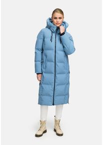 Winterjacke Marikoo "Marikoo Tikoraa Damen lange Winterjacke Steppjacke N102", Damen, Gr. L, blau (powder blau), Obermaterial: 100% Polyester PES., Jacken Winterjacke