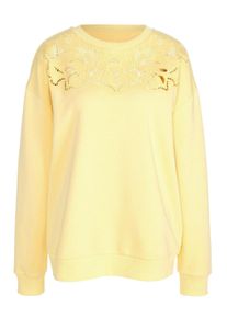 Longpullover Alba Moda "Sweatshirt Sweatshirt", Damen, Gr. 44, gelb, Obermaterial: 65% Baumwolle CO. 35% Polyester PES., Modern, normal, Pullover Longpullover