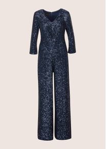 Madeleine Mode Overall MADELEINE "Jumpsuit Eleganter Pailletten-Einteiler", Damen, Gr. 38, N-Gr, blau (dunkelblau), Obermaterial: 100% Polyester PES., Overalls Overall