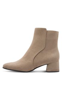 Stiefelette Marco Tozzi, Damen, Gr. 41, beige, Textil, Veloursleder, Schuhe Stiefelette, Blockabsatz, Businessschuh, Ankleboots mit Ziern&auml;hen