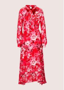 Madeleine Mode Druckkleid MADELEINE "Druckkleid Stretchkleid mit Blumenmuster", Damen, Gr. 44, N-Gr, bunt (korallenpink, multicolor), Obermaterial: 100% Viskose CV., Modern, figurumspielend, Kleider Druckkleid, Mit Bindeband am Ausschnitt