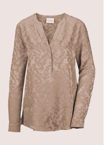 Madeleine Mode Langarmbluse MADELEINE "Bluse Lange Jacquard-Bluse", Damen, Gr. 40, beige (caramel), Obermaterial: 100% Viskose CV., Modern, normal, Blusen Langarmbluse