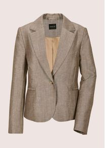 Madeleine Mode Jackenblazer MADELEINE "Blazer Eleganter Kurzblazer mit Reverskragen", Damen, Gr. 46, beige (taupe, melange), Obermaterial: 52% Leinen LI. 48% Wolle mw., Modern, gerade, Blazer Jackenblazer, &Auml;rmelschlitz
