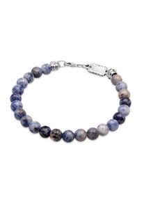 Armkette HAZE & GLORY "Armband Edelstein Perlen Achat Blau 925 Sterling Silver" Gr. 21, blau, Armb&auml;nder, Herren, 21, Silber 925 (Sterlingsilber), Armkette