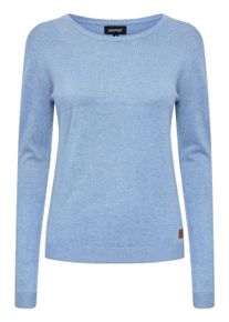 Strickfleece-Pullover oxmo "Strickpullover OXEdda", Damen, Gr. M, blau (stonewash melange), Obermaterial: 70% Viskose CV. 30% Nylon NY., Pullover Strickfleece-Pullover