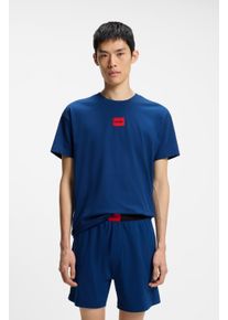 Pyjama HUGO UNDERWEAR "GALAXY SHORT SET", Damen, Gr. XL (54), medium blau 428, Jersey, Obermaterial: 95% Baumwolle, 5% Elasthan, unifarben, regular fit kurz, Rundhals, abgesteppte Kante, Homewear-Sets Pyjama, mit HUGO-Aufn&auml;her, Stretch-Baumwolle, Regular Fit