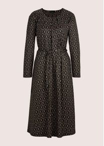 Madeleine Mode Sommerkleid MADELEINE "Kleid Elegantes Kleid mit grafischem Muster", Damen, Gr. 36, N-Gr, schwarz (schwarz, tabakbraun), Obermaterial: 95% Polyester PES. 5% Elasthan EL., Modern, Kleider Sommerkleid, Mit Taillennaht