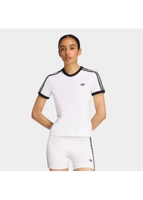T-Shirt adidas originals "3-STREIFEN SCHMAL GESCHNITTEN", Damen, Gr. XL, wei&szlig;, schwarz, Obermaterial: 93% Baumwolle, 7% Elasthan, Rundhals, Shirts T-Shirt, sanft anliegende Passform, ohne Verschluss, f&uuml;r sportlichen Look