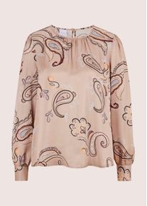 Madeleine Mode Langarmbluse MADELEINE "Bluse Elegante Viskosebluse mit Knopfverschluss", Damen, Gr. 48, beige (mandel, multicolor), Obermaterial: 100% Viskose CV., Modern, Blusen Langarmbluse