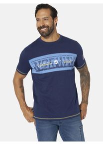 Rundhalsshirt Jan Vanderstorm "T-Shirt MATTGUR", Damen, Gr. L, blau (dunkelblau), Obermaterial: 100% Baumwolle CO., Shirts Rundhalsshirt