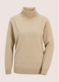 Madeleine Mode Rollkragenpullover MADELEINE "Kaschmirpullover Rollkragenpullover mit Rippstrick-Details", Damen, Gr. 34, beige (beige, melange), Obermaterial: 100% Kaschmir WS., Modern, gerade, Pullover Rollkragenpullover, Aus Good-Cashmere