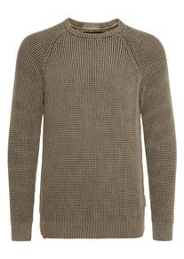 Strickfleece-Pullover INDICODE "Strickpullover IDRockford", Herren, Gr. S, gr&uuml;n (schwarz olive), Obermaterial: 100% Baumwolle CO., Pullover Strickfleece-Pullover