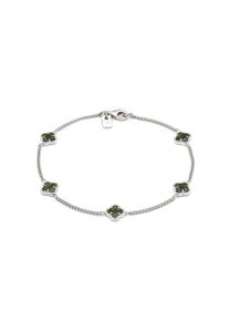 Armkette Kuzzoi "Armband Kleeblatt Emaille 925 Sterling Silber vergoldet" Gr. 19, silber, Armb&auml;nder, Herren, 19, Silber 925 (Sterlingsilber), Armkette