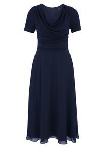 Cocktailkleid Vera Mont "Cocktailkleid im Glitzer-Look", Damen, Gr. 50, EURO, blau (patch dunkelblau, dunkelblau), 100% Polyester PES., Kleider Cocktailkleid