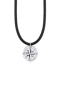 Kette mit Anh&auml;nger Kuzzoi "Halskette Lederband Anh&auml;nger Kompass 925 Sterling Silber" Gr. 50, silber, Halsketten, Damen, ohne Stein, Silber 925 (Sterlingsilber), Kette mit Anh&auml;nger