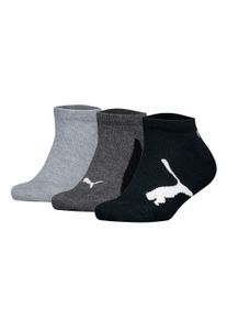 Sneakersocken Puma "Socken BWT Sneaker 3P 3er Pack", M&auml;dchen, Gr. 35-38, schwarz (schwarz, grau), Obermaterial: 66% Baumwolle CO. 18% Polyamid PA. 14% Polyester PES. 2% Elasthan EL., Socken Sneakersocken