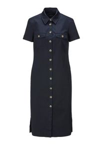 Madeleine Mode Sommerkleid MADELEINE "Kleid Schmales Hemdblusenkleid mit Kurzarm", Damen, Gr. 38, N-Gr, blau (marine), Obermaterial: 97% Baumwolle CO. 3% Elasthan EL., Modern, normal, Kleider Sommerkleid