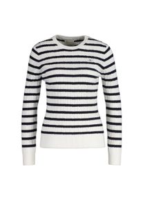 Sweater Gant "Strickpullover STRETCH COTTON CABLE STRIPE C-NECK", Damen, Gr. L, wei&szlig; (ecru), Obermaterial: 88% Baumwolle CO. 10% Polyamid PA. 2% Elasthan EL., Sweatshirts Sweater