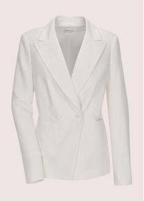 Madeleine Mode Jackenblazer MADELEINE "Blazer Eleganter Zweireiher mit Reverskragen", Damen, Gr. 46, wei&szlig; (wollwei&szlig;), Obermaterial: 70% Lyocell CLY. 30% Leinen LI., Modern, Blazer Jackenblazer, &Auml;rmel mit Schlitz