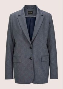 Madeleine Mode Jackenblazer MADELEINE "Blazer Legerer Longblazer mit dezentem Karomuster", Damen, Gr. 34, blau (nebelblau, graphit, melange), Obermaterial: 62% Polyester PES. 35% Viskose CV. 3% Elasthan EL., Modern, normal, Blazer Jackenblazer