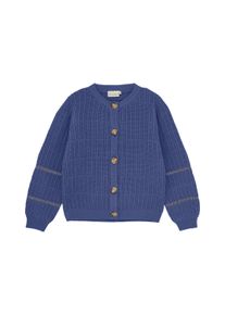 Strickjacke Minymo "Strickjacke MICardigan Knit", M&auml;dchen, Gr. 128, blau (true blau), Obermaterial: 97% Baumwolle CO. 3% metallisierte Fasern MTF., Strickjacken Strickjacke