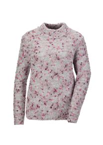 Rundhalspullover GOLDNER "Kurzgr&ouml;&szlig;e Edler Strickpullover mit Stehkragen", Damen, Gr. 22, grau (grau, pink, gemustert), Obermaterial: 79% Polyacryl PAN. 13% Polyester PES. 8% Polyamid PA., Rippe, Pullover Rundhalspullover, Noppengarn