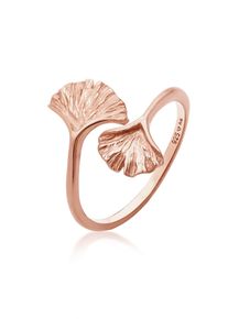 Silberring Elli "Ring Verstellbar offen Ginkgo Blatt Natur 925 Silber" Gr. 54, rosa (rosegold), Fingerringe, Damen, 54, Silber 925 (Sterlingsilber), Silberring
