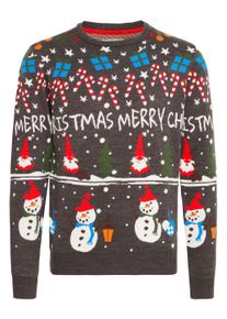 Strickfleece-Pullover Blend "Strickpullover BHCHRISTIAN", Herren, Gr. XXL, grau (charcoal mix), Obermaterial: 100% Polyacryl PAN., Pullover Strickfleece-Pullover