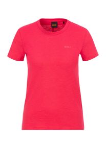 T-Shirt BOSS Orange "C_Esla", Damen, Gr. S, pink (dunkelpink), Single Jersey, Obermaterial: 100% Baumwolle, unifarben, Basic, regular fit normal, Rundhals, eng eingefasste Kante, Shirts T-Shirt, mit Rundhalsausschnitt