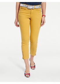 3/4-Hose Heine, Damen, Gr. 46, Normalgr&ouml;&szlig;en, gelb (senfgelb), 98% Baumwolle, 2% Elasthan, Miedereinsatz:15% Elasthan, 85% Polyamid, unifarben, 7/8-L&auml;nge, Hosen 3/4-Hose