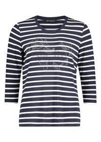 3/4-Arm-Shirt Betty Barclay "Ringelshirt mit Schmucksteinen", Damen, Gr. 38, blau (dunkelblau, wei&szlig;), Obermaterial: 95% Viskose CV. 5% Elasthan EL., Shirts 3/4-Arm-Shirt