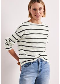 Langarmshirt Street One, Damen, Gr. 46, shadowed navy, Jersey, Obermaterial: 60% Polyester, 40% Baumwolle, gestreift, regular fit normal, Rundhals, Shirts Langarmshirt, mit Streifen Muster