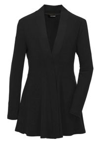 Sweatjacke GOLDNER "Kurzgr&ouml;&szlig;e Leichte Shirtjacke lila mit Stretch", Damen, Gr. 24, schwarz, Obermaterial: 95% Polyester PES. 5% Elasthan EL., festlich, normal, Tubular, Sweatjacken Sweatjacke, Mit Teilungsnaht hinten f&uuml;r eine elegante Weite