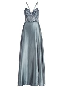 Abendkleid Vera Mont "Abendkleid mit Stickerei", Damen, Gr. 38, EURO, grau (platinum grau), 95% Polyester PES. 5% Elasthan EL., Kleider Abendkleid