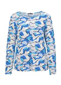 Print-Shirt GOLDNER "Kurzgr&ouml;&szlig;e Shirt", Damen, Gr. 22, blau (blau, gemustert), Obermaterial: 95% Viskose CV. 5% Elasthan EL., normales B&uuml;ndchen, Shirts Print-Shirt, Kombistarker Druck
