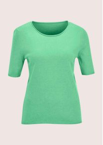 Madeleine Mode 2-in-1-Strickjacke MADELEINE "Twinset Basic Strickjacke mit Halbarmpullover", Damen, Gr. 36/38, gr&uuml;n (smaragd, melange), Obermaterial: 46% Modal CMD. 40% Polyacryl PAN. 14% Polyamid PA., Modern, Strickjacken 2-in-1-Strickjacke