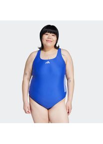 Badeanzug adidas Performance "3-STREIFEN C-BACK &ndash; GROSSE GR&Ouml;SSEN", Damen, Gr. 1X, N-Gr, blau (semi lucid blau, violet tone), Obermaterial: 78% Polyamid, 22% Elasthan, Badeanz&uuml;ge Badeanzug