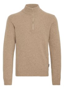 Troyer Casual Friday "Troyer CFKARL halfzip lambswool knit", Herren, Gr. M, beige (silber mink), Feinstrick, Obermaterial: 80% Wolle WO. 20% Polyamid PA., unifarben, normal, Pullover Troyer