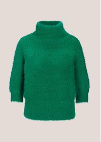 Madeleine Mode Longpullover MADELEINE "Pullover Weicher Strick mit Ballon&auml;rmeln", Damen, Gr. 44/46, gr&uuml;n, Obermaterial: 79% Polyamid PA. 11% Viskose CV. 8% Schurwolle WV. 2% Kaschmir WS., Modern, normal, Pullover Longpullover, Softer Flauschpullover mit Kurzarm