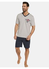 Shorty Jan Vanderstorm "Kurzer Schlafanzug EDIN", Herren, Gr. 4XL, grau (grau melange), Obermaterial: 88% Baumwolle CO. 12% Polyester COOLMAX PES(Coolmax)., Homewear-Sets Shorty