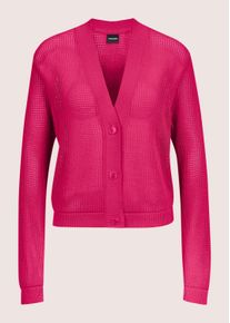 Madeleine Mode Strickjacke MADELEINE "Strickjacke Kurze Ajour-Strickjacke", Damen, Gr. 40/42, rot (korallenpink), Obermaterial: 100% Baumwolle CO., Modern, normal, Strickjacken Strickjacke